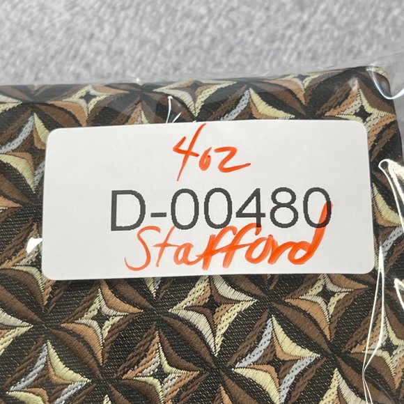 Stafford Mens Neck Tie Brown Geometric Print Woven Polyester - Picture 13 of 13